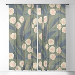 Green Floral Sheer Curtain