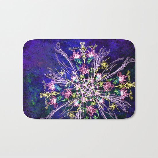 Abstract delicate silk flowers Bath Mat