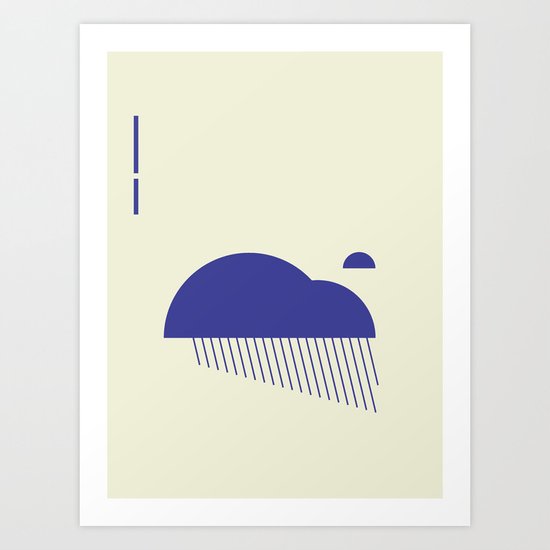 Minimal Clouds Rain Art Print