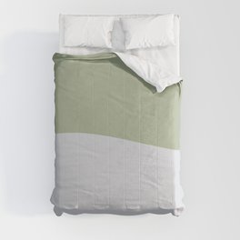 Zen Hill - Minimalist Color Block in Sage Green and Silver Gray Comforter