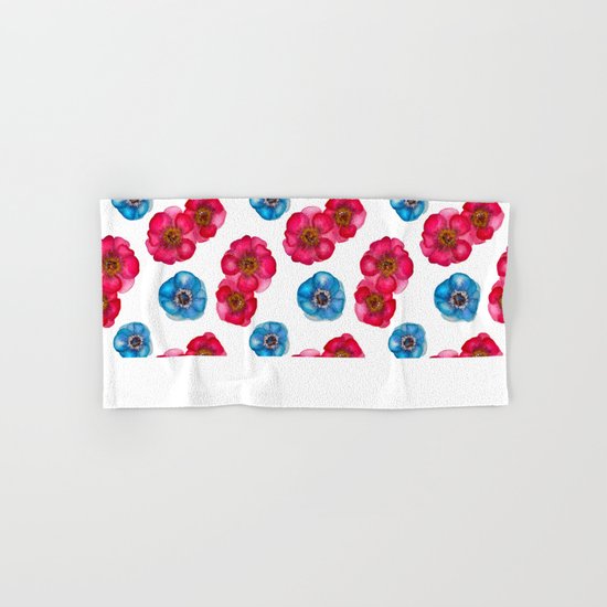 Pink and blue Anemones pattern Hand & Bath Towel