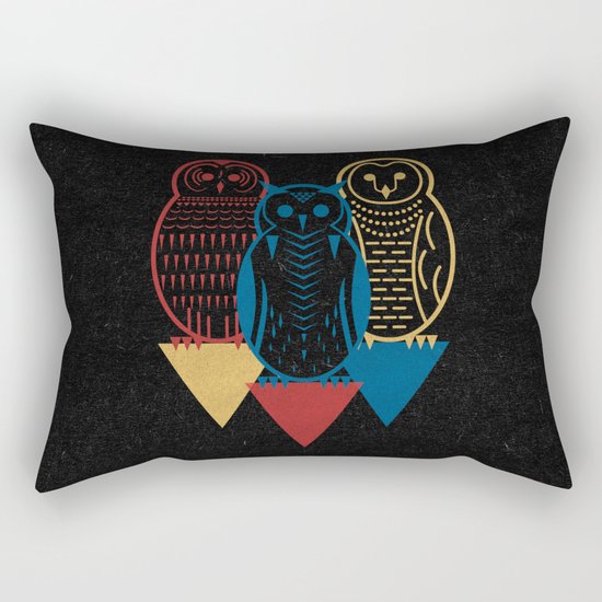 Three Owls at Night Rectangular Pillow