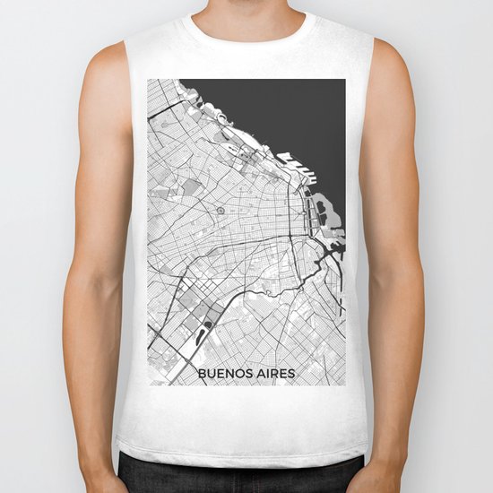 Buenos Aires City Map Gray Biker Tank