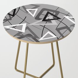 Triangles grey Black white Vintage Design Revival pattern Side Table