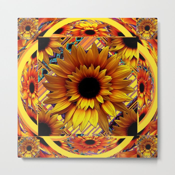 AWESOME GOLDEN SUNFLOWERS  PATTERN ART Metal Print