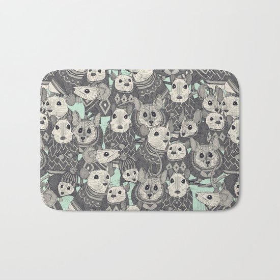 sweater mice mint Bath Mat