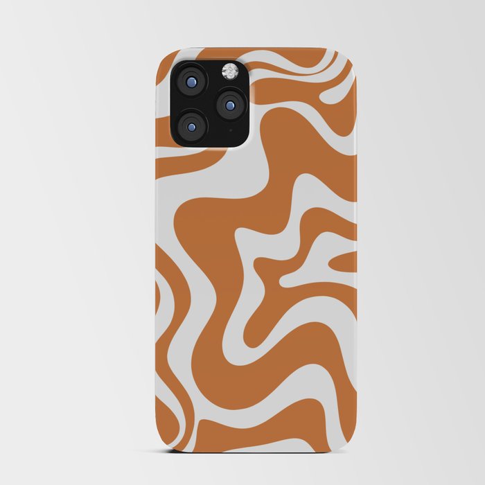 Liquid Swirl Retro Modern Abstract Pattern in Orange Ochre and White iPhone Card Case