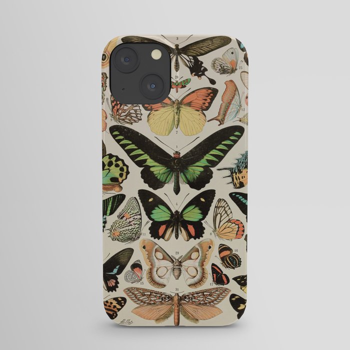 Papillon II Vintage French Butterfly Chart by Adolphe Millot iPhone Case