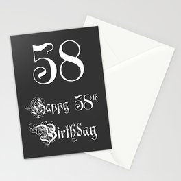 [ Thumbnail: Happy 58th Birthday - Fancy, Ornate, Intricate Look Stationery Cards ]