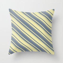 [ Thumbnail: Slate Gray & Pale Goldenrod Colored Stripes Pattern Throw Pillow ]