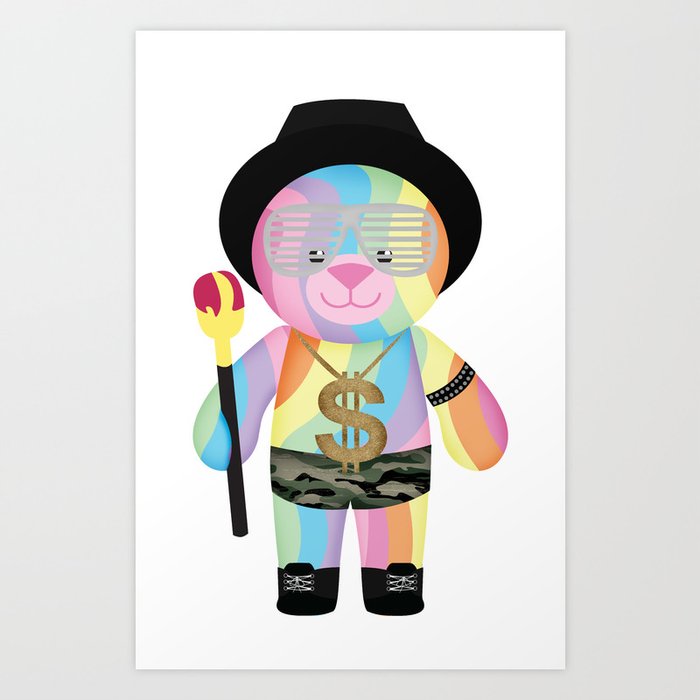 Royal Hippie Rainbow Bondage Bear Full Art Print