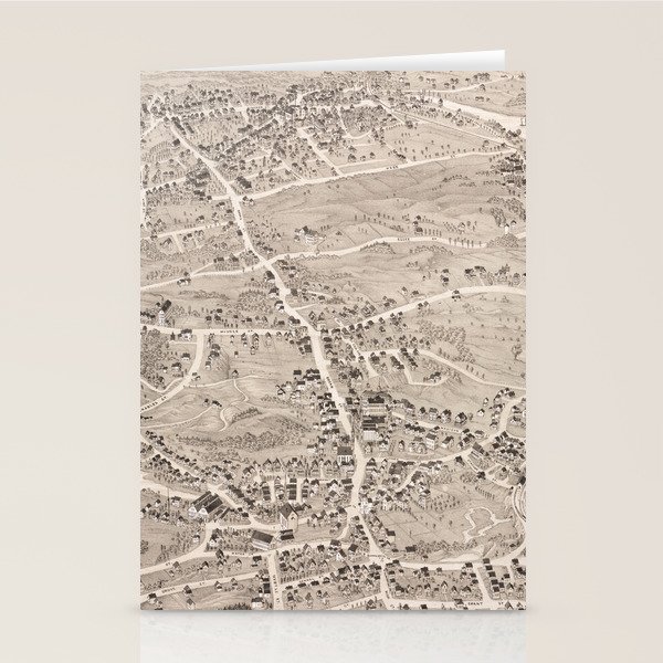 Vintage Pictorial Map of Weymouth MA (1880) Stationery Cards by