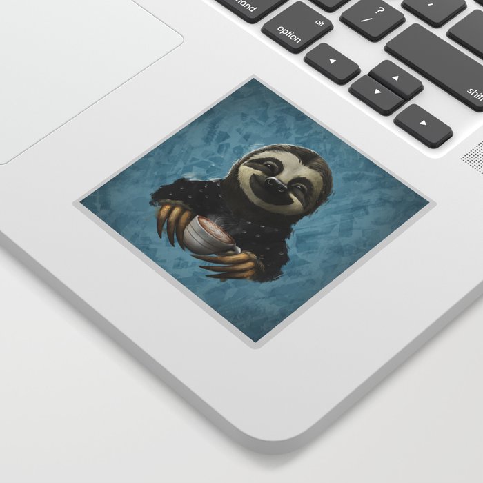 Sloth smilling with coffee latte Sticker