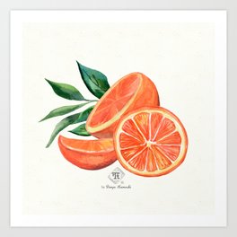 Orange Blossom Watercolor Square 4 Art Print