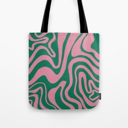 Tropical Abstract Modern Swirl Pattern in Cashmere Rose Pink on Vivid Green Tote Bag