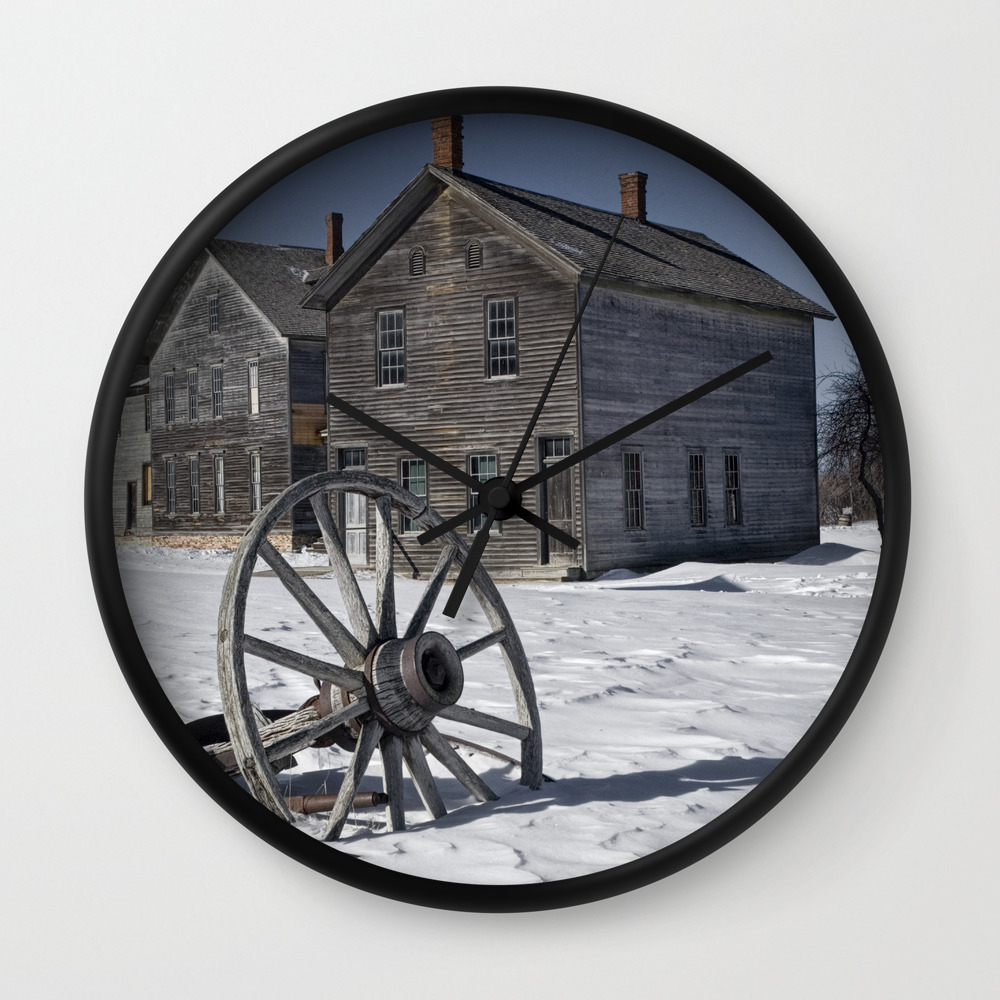 Wagon Wheel In Winter At The Mining Ghost Town At Fayette Wall