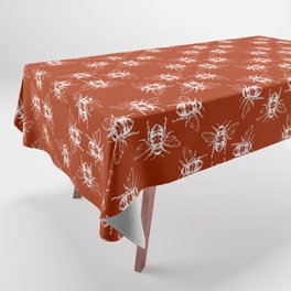 Nature Honey Bees Bumble Bee Pattern Red White Tablecloth