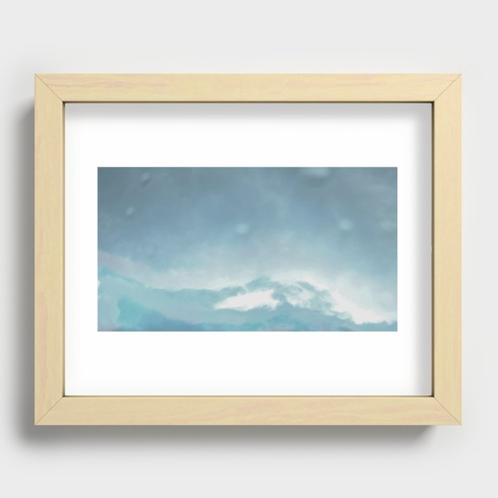 Rainy mountain watercolor Recessed Framed Print
