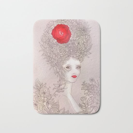 Rose in hair Bath Mat