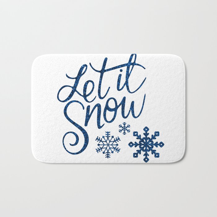 Let It Snow Blue Glitter (Color) Bath Mat