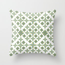 Geometric Diamond Green Retro Flower Pattern Throw Pillow