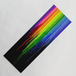 Rainbow Paint Drops on Black Yoga Mat