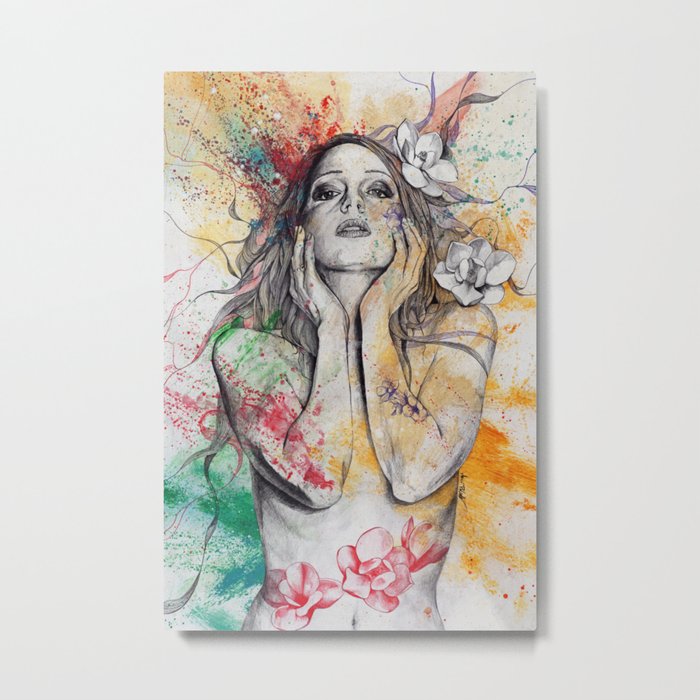 The Withering Spring I | nude tattoo woman portrait Metal Print