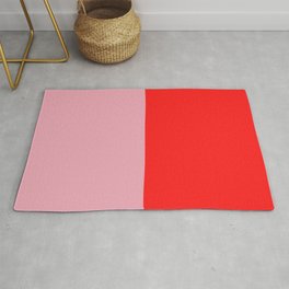 Watermelon Red & Peach Pink Color Block  Area & Throw Rug