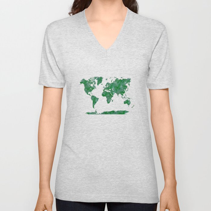 watercolor world map V Neck T Shirt