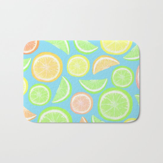 Mixed Citrus - blue Bath Mat