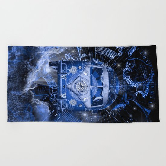 galaxy vintage voyager world map design Beach Towel