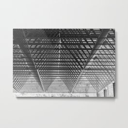 Steal triangular structure of the roof of a turkish bazaar Metal Print | Black And White, Lines, Linear, Architecture, Digital, Structure, Metallic, Abstract, Metal, Engineering 