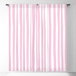Pink and White Cabana Stripes Palm Beach Preppy Blackout Curtain