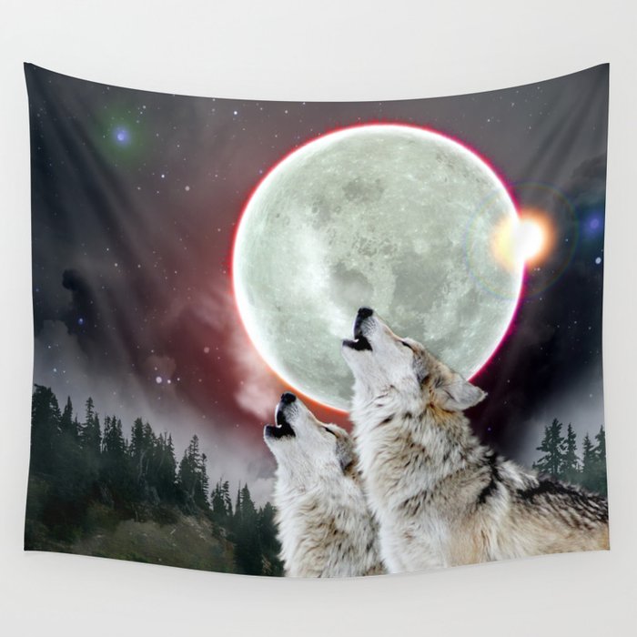 Wolf and moon tapestry outlet