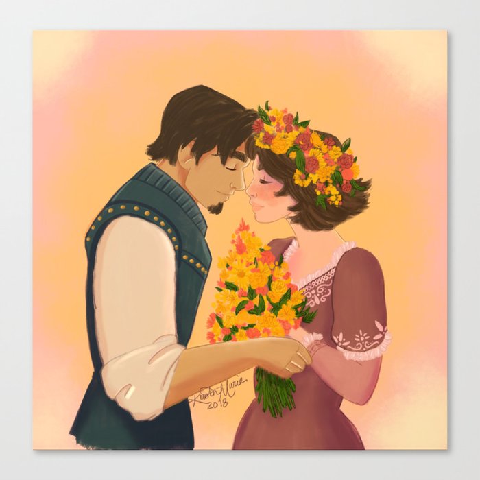 Flowers In Your Hair Rapunzel Eugene Canvas Print By Krismarie