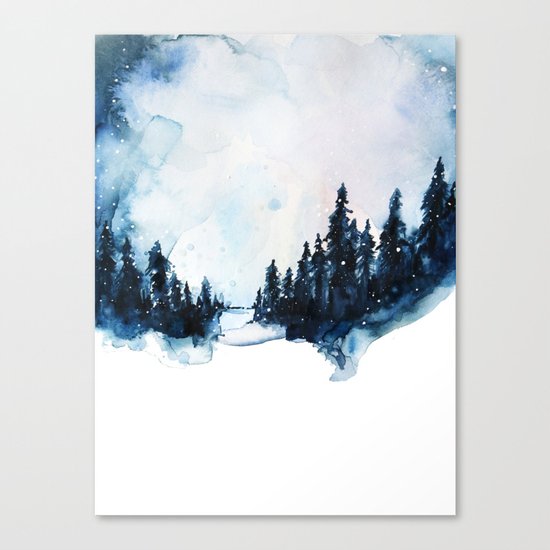 Winter Watercolor Canvas Print