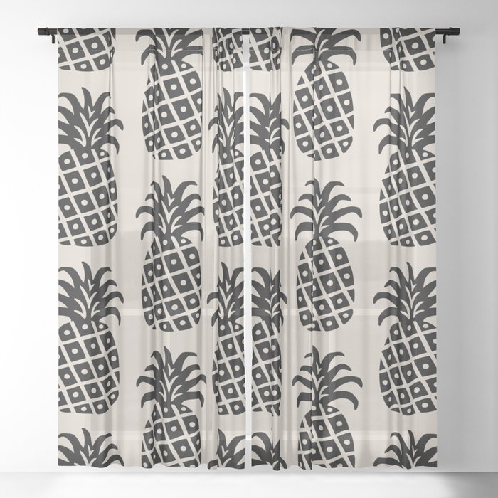 Retro Mid Century Modern Pineapple Pattern 545 Sheer Curtain