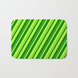 [ Thumbnail: Light Green & Green Colored Striped Pattern Bath Mat ]