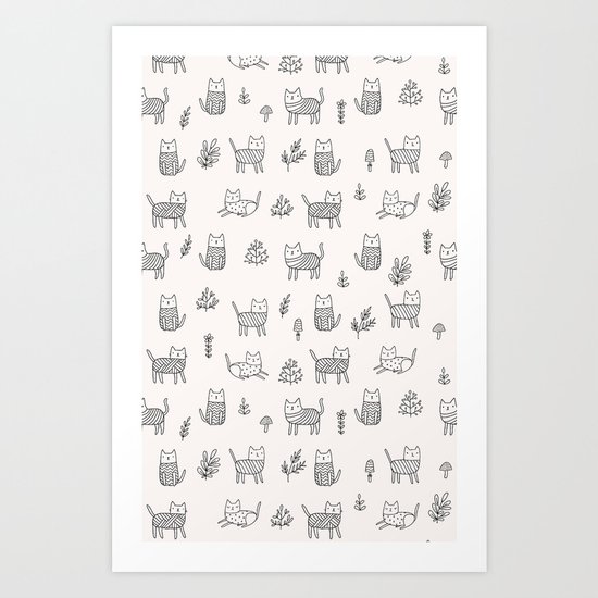 Doodle cats Art Print
