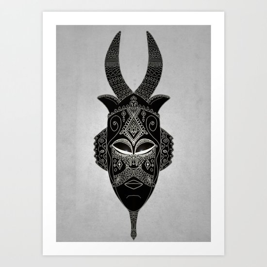 Horned tribal mask Art Print