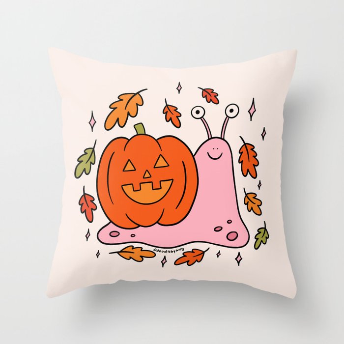 Spooky Snail Throw Pillow