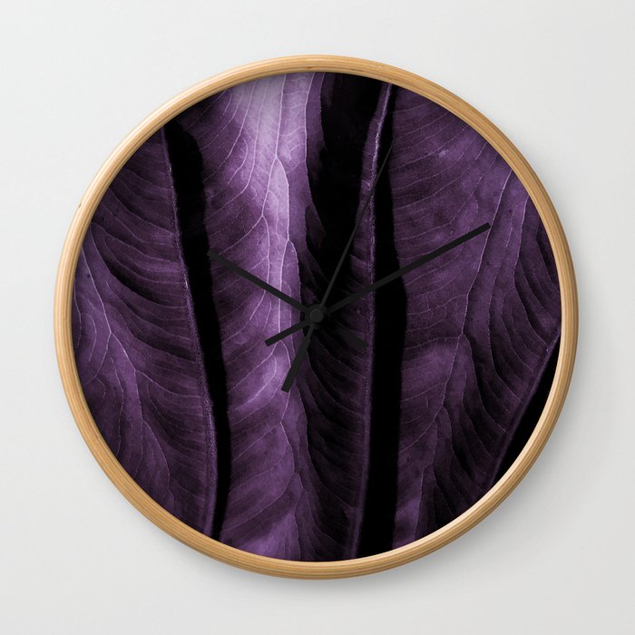 Purple Elephant Ear Leaf Wall Clock