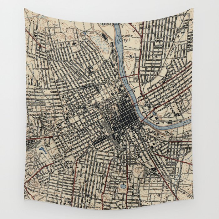 Vintage Map of Nashville Tennessee (1929) Wall Tapestry