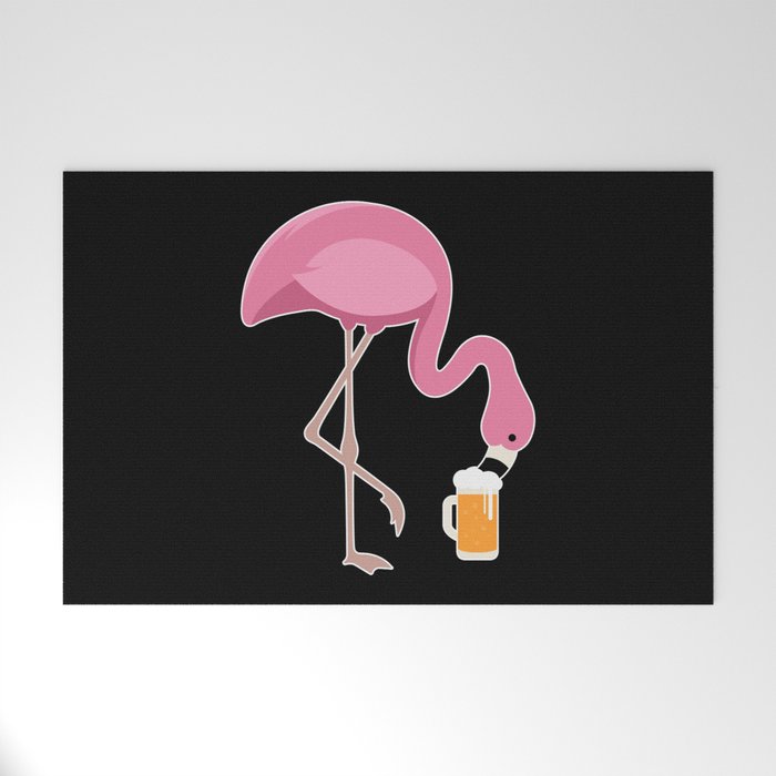 Beer Lover Flamingo Welcome Mat