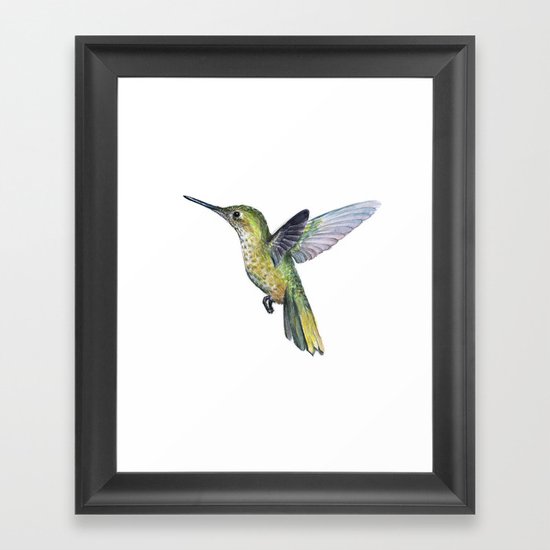 Hummingbird Watercolor Bird Animal Framed Art Print