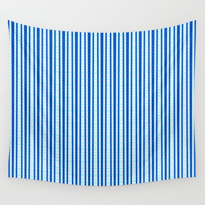 Ahoi Blue White Stripes  Wall Tapestry