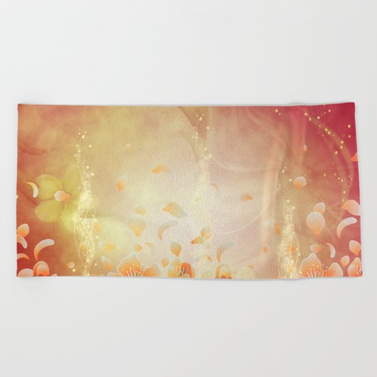 Elegant, colorful floral design Beach Towel