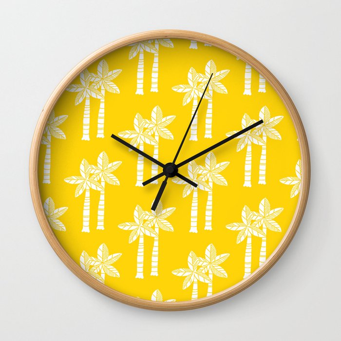 Palm Tree Pattern Yellow 2 Wall Clock