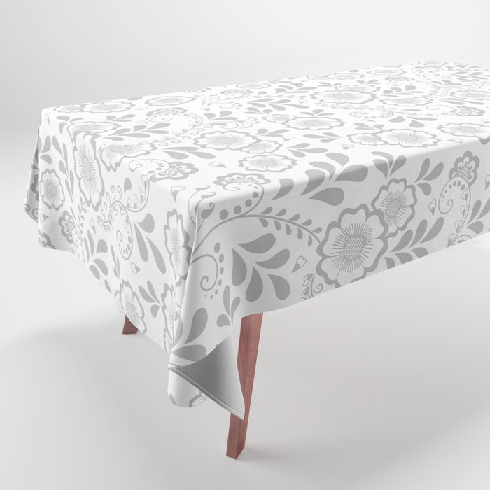 Light Grey Eastern Floral Pattern Tablecloth