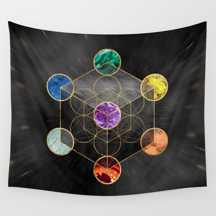 Metatron s Cube Chakras Sacred Geometry Wall Tapestry by